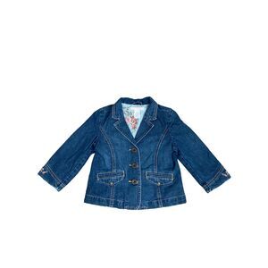 Janie & Jacket Floral Lined and Embroidered Jean Jacket 12-24m